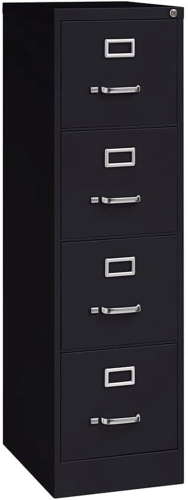 Scranton & Co 4 Drawer Metal Vertical File Cabinet with Lock, 22" Deep, Letter Size, Home/Office, Preassembled, Commercial Grade, Black Finish