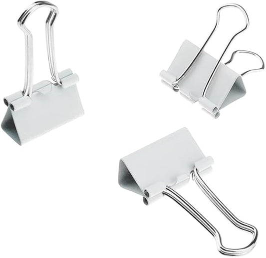 HAHIYO Binder Clips Paper Clamps Spring Steel Sturdy Medium 1.26 inches Width 0.39 Inch Capacity No Sharp Edges Heavy Duty Tight Grip Reusable White Metal Bright Finish for Home Office School 13 Pack