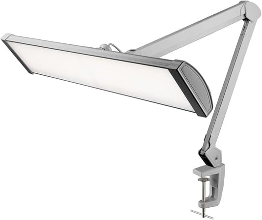 Neatfi Ultra 3,500 Lumen LED Desk Lamp, 45W, 26-Inch Wide Metal Shade, 270 SMD LEDs (Non-CCT with Clamp, Silver)