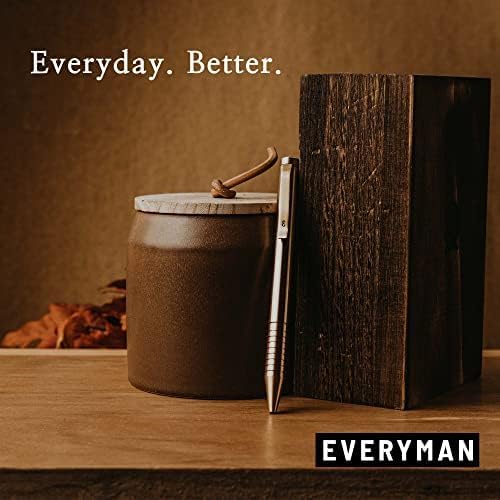 Everyman Brass Mini Twist Grafton Pen & Ink Bundle, EDC Luxury Writing Utensil with Extra 3-pack of Black Gel Refills (.7mm), Pen with Pocket Clip, Gift for Office, Business
