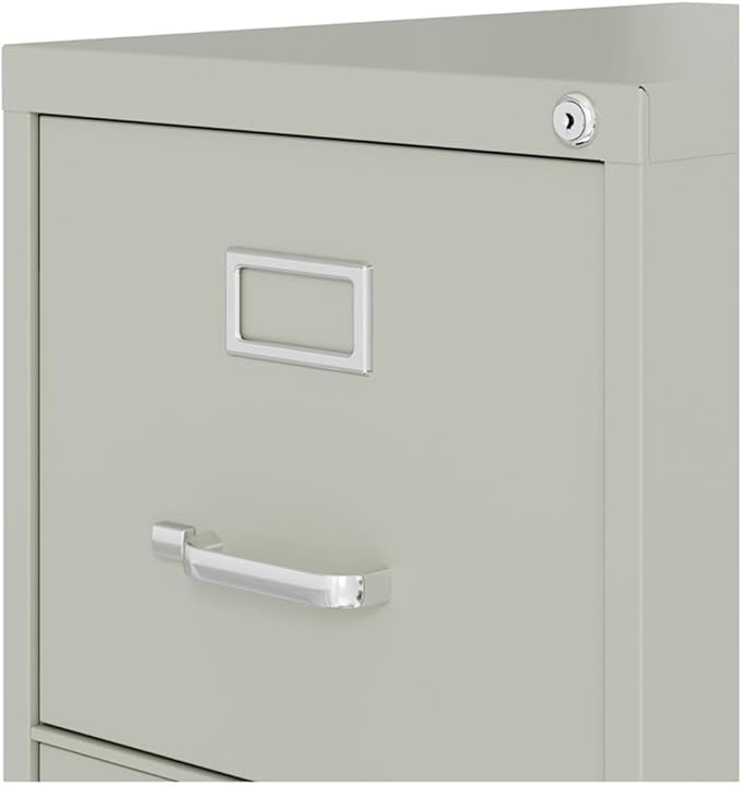 Pemberly Row 4 Drawers 52" Vertical Gray Metal Filing Cabinet Lockable Pre-Assembled Stationary Letter Size for Home, Office