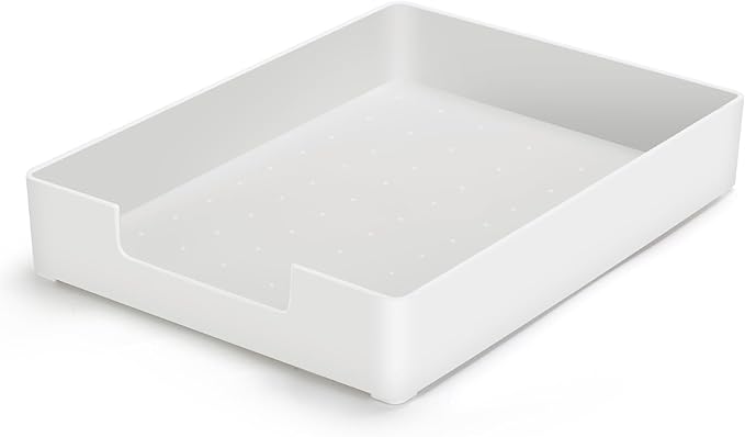 Letter-Size Tray Desk Letter Tray Paper Tray, Sturdy Heavy-Duty Plastic Printer Paper Tray, Single-Tier Stackable File Storage Organizer for Office Home (1, White)
