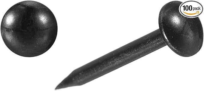 uxcell Upholstery Tacks Nail Pins Furniture, 100Pcs 5x17mm Thumb Tack Pins Assortment Kit Carbon Steel for Home Sofa DIY Decorative Nail Heads Nails, Black