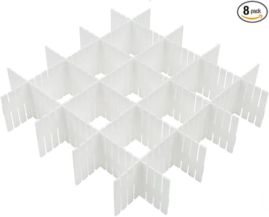 8Pcs Drawer Dividers, Adjustable Drawer Organizer for Socks, Underwear, Makeup, Can Help Tidy Kitchen, Bedroom, Dresser White