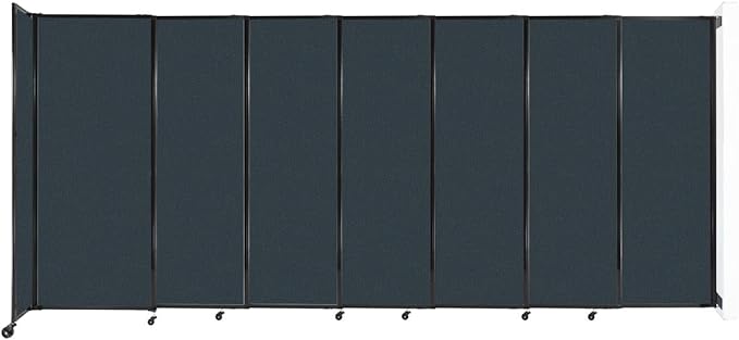 Wall-Mounted Sliding StraightWall Room Divider | Adjustable Widths | Locking Wheels | Room Separator | Up to 15'6" Wide x 6'10" Tall Blue Spruce Fabric Panels