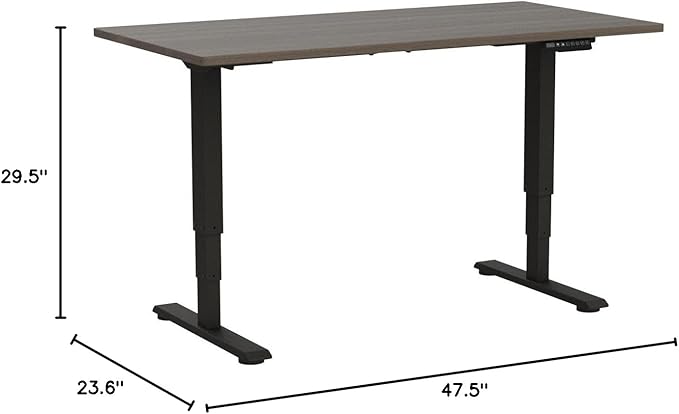 FLEXISPOT E6 Essential 3 Stages Dual Motor Electric Standing Desk 48x30 Inch Whole-Piece Board Height Adjustable Electric Sit Stand Desk(Black Frame + Brown Wood Grain Desktop, 2 Packages)