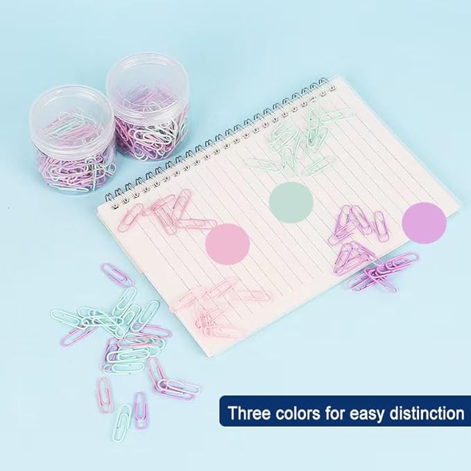 Macaron Colored Paper Clips, 1.1" Medium Paper Clip（28mm, 100pcs Paperclips for Office Supplies and Organization