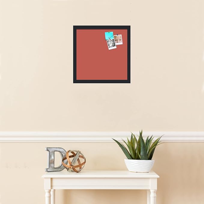 PinPix 15x15 Inch Cork Bulletin Board. This Decorative Framed Pin Board Comes with Crimson Pastel Design and a Satin Black Frame. Ideal for Home Office Decor or Message Board (PinPix-1807)