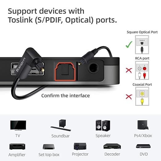90 Degree Optical Audio Cable 25 feet, Slim Digital Audio Optical Cable - Image 5