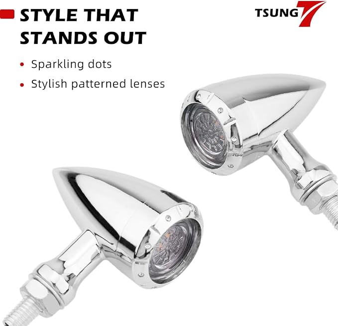 TSUNG 2PCS Motorcycle Rear Turn Signals LED Bullet SMD Blinkers Brake Tail - Image 5