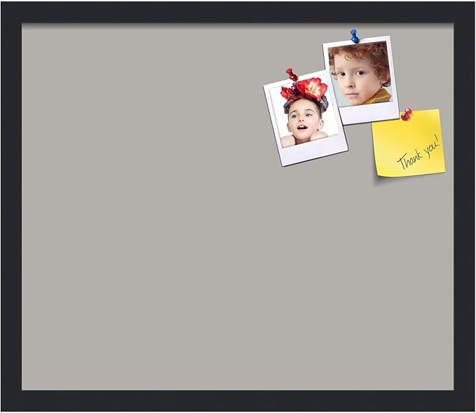 PinPix 20x17 Inch Cork Bulletin Board. This Decorative Framed Pin Board Comes with Dark Stone Design and a Satin Black Frame. Ideal for Home Office Decor or Message Board (PinPix-1808)