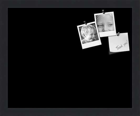 PinPix 16x13 Inch Cork Bulletin Board. This Decorative Framed Pin Board Comes with Solid Black Design and a Satin Black Frame. Ideal for Home Office Decor or Message Board (PinPix-622)