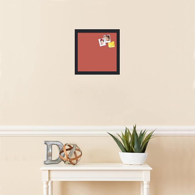 PinPix 12x12 Inch Cork Bulletin Board. This Decorative Framed Pin Board Comes with Crimson Pastel Design and a Satin Black Frame. Ideal for Home Office Decor or Message Board (PinPix-1807)