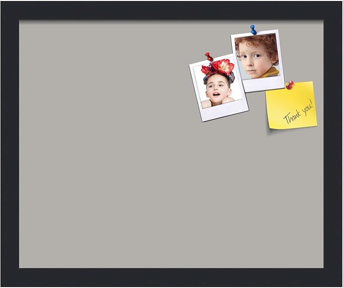 PinPix 16x13 Inch Cork Bulletin Board. This Decorative Framed Pin Board Comes with Dark Stone Design and a Satin Black Frame. Ideal for Home Office Decor or Message Board (PinPix-1808)