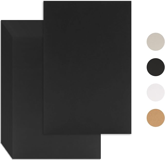 25 Pcs Book Board, Binder Board, Cover Board, Heavy Duty Chipboard for Book Binding, DIY Cardboard (Black, 5.5 x 8.5 Inch 80PT)