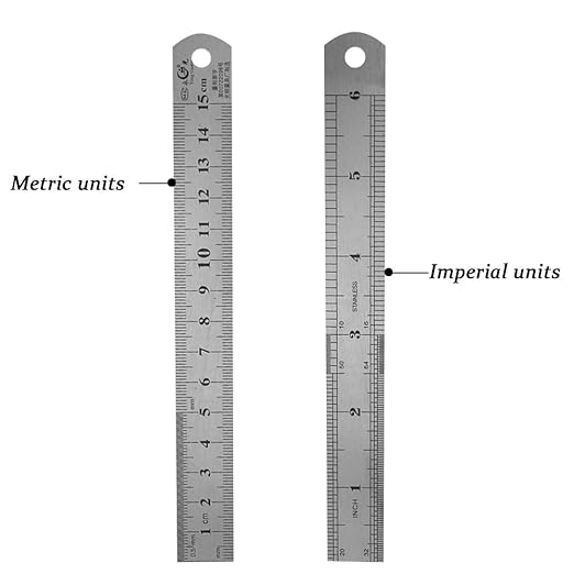 6 Inch Metal Ruler Set Stainless Steel Straight Edge Rules with Inch/Metric Scale, 10 Pack