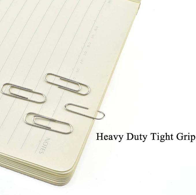 HAHIYO Paper Clips Sturdy 1.1”（28mm） Length 470 Pack Paperclips Heavy Duty Tight Grip Rust Proof Reusable Metal Bright Silver for Home Office School