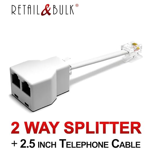 Phone Jack Splitter for Landline Telephone RJ11 6P4C 2 Way Adapter Made in USA - Image 7