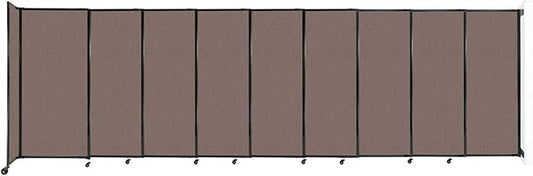 Wall-Mounted Sliding StraightWall Room Divider | Adjustable Widths | Locking Wheels | Room Separator | Up to 19'9" Wide x 6' Tall Latte Fabric Panels