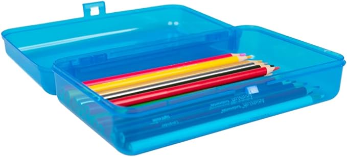 Craft County | Transparent Pencil Box | Colored Utility Box Storage Office Supplies Organizer | Yellow