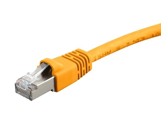 Monoprice Cat6A 1ft Yellow Patch Cable Double Shielded 26AWG 10G Pure Bare by Monoprice