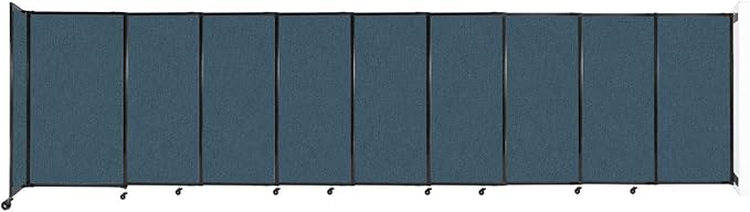 Wall-Mounted Sliding StraightWall Room Divider | Adjustable Widths | Locking Wheels | Room Separator | Up to 19'9" Wide x 5' Tall Caribbean Fabric Panels