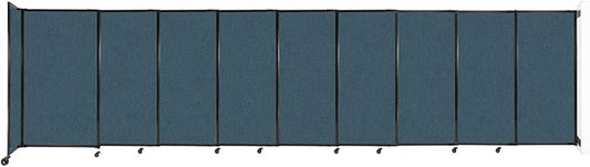 Wall-Mounted Sliding StraightWall Room Divider | Adjustable Widths | Locking Wheels | Room Separator | Up to 19'9" Wide x 5' Tall Caribbean Fabric Panels