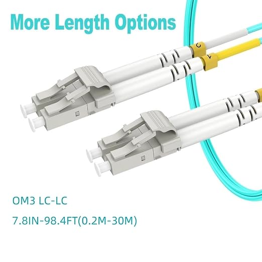 OM3 Fiber LC to LC Patch Cable Multimode 26ft/8m, MM Fiber Optic Patch Cable - Image 3