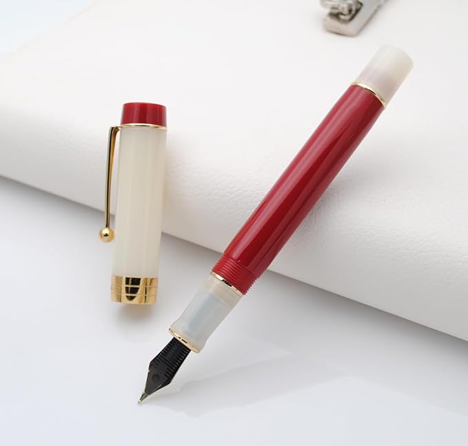JINHAO 100 Fountain Pen with Ink Converter (Medium Nib 0.7mm, Palace Museum Red)