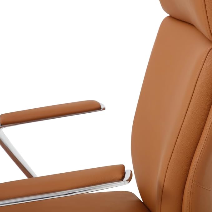 ZURI Draper Leather Executive Chair with Aluminum Frame - Tan