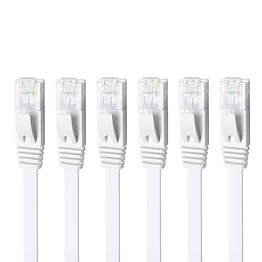 Yauhody CAT 6 Ethernet Cable 3ft 6-Pack White, High Speed Solid Flat CAT6 by Yauhody