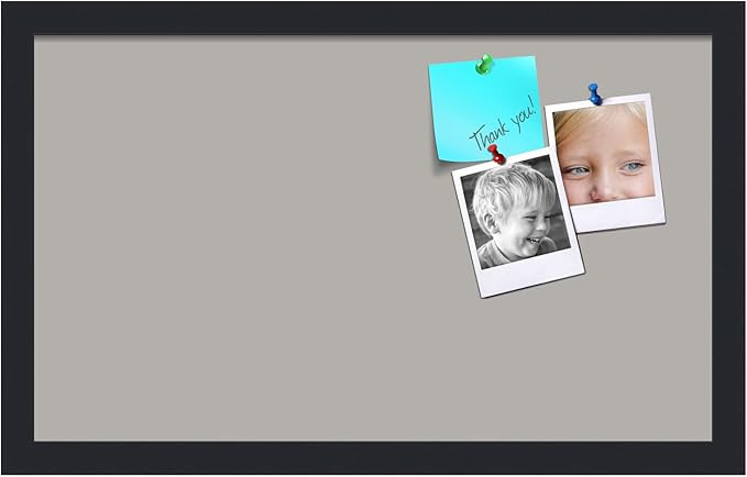 PinPix 20x12 Inch Cork Bulletin Board. This Decorative Framed Pin Board Comes with Dark Stone Design and a Satin Black Frame. Ideal for Home Office Decor or Message Board (PinPix-1808)