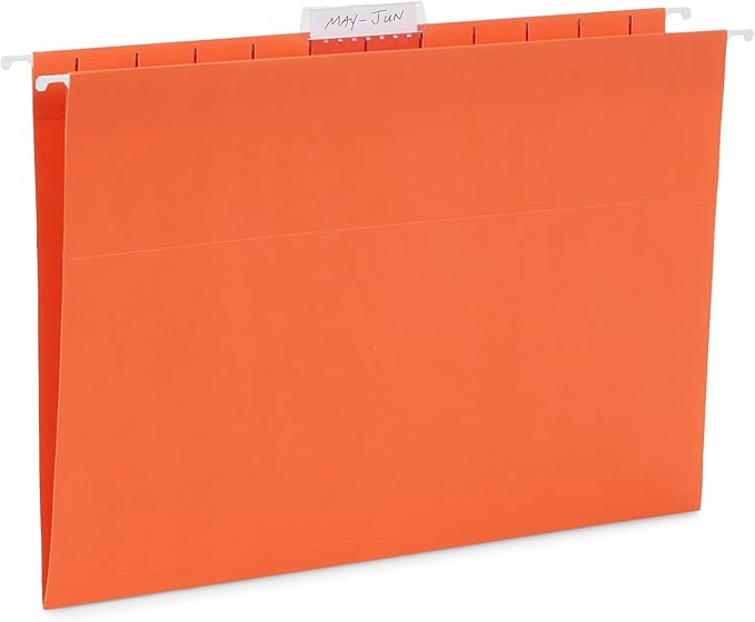 Blue Summit Supplies 25 Colored Hanging File Folders Letter Size with Tabs, Colored File Folders Hanging, Assorted Colors, Reinforced for Office Filing and Organization