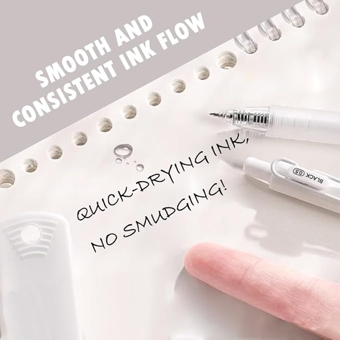 HVOMO Stationery Set,1 large-capacity pencil case,5 quick-drying pens,50 waterproof stickers,2 sticky note pads(200 sheets),1 set of 10-color index labels (200 sheets),Student stationery gift (Black)