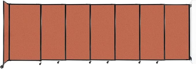 Wall-Mounted Sliding StraightWall Room Divider | Adjustable Widths | Locking Wheels | Room Separator | Up to 15'6" Wide x 5' Tall Papaya Fabric Panels
