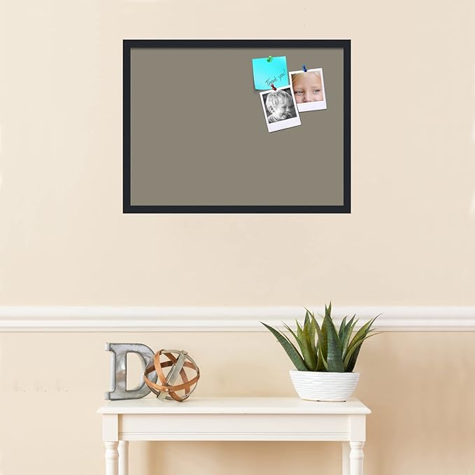 PinPix 27x20 Inch Cork Bulletin Board. This Decorative Framed Pin Board Comes with Pewter Design and a Satin Black Frame. Ideal for Home Office Decor or Message Board (PinPix-1812)