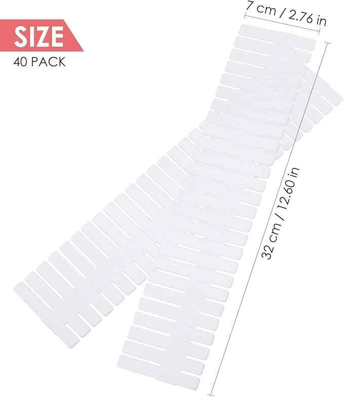 40Pcs Drawer Dividers, Adjustable Drawer Organizer for Socks, Underwear, Makeup, Can Help Tidy Kitchen, Bedroom, Dresser White