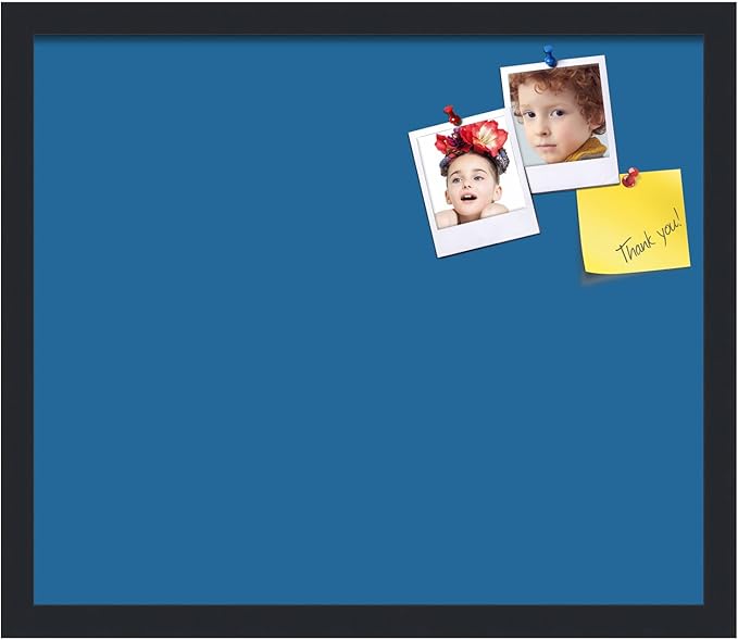 PinPix 20x17 Inch Cork Bulletin Board. This Decorative Framed Pin Board Comes with Navy Pastel Design and a Satin Black Frame. Ideal for Home Office Decor or Message Board (PinPix-1811)