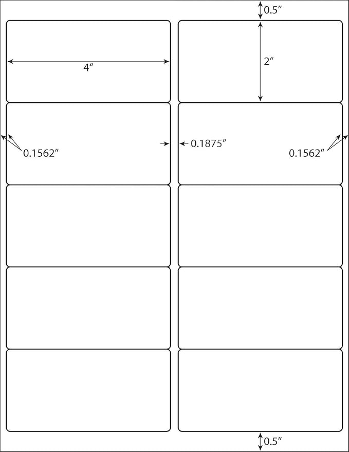 10-UP Address Labels for Laser/Inkjet Printers, White, 2 x 4 Inch, (500 Sheets - 5000 Labels)