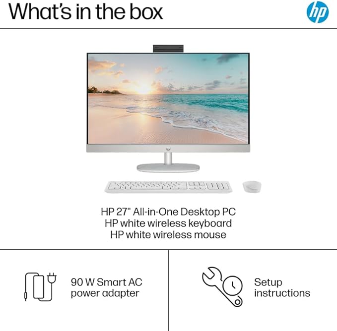 HP 27" FHD Touch-Screen All-in-One Computer, 12-Cores Intel Core Ultra 7, 64GB DDR5 RAM 2.5TB Storage (2TB SSD+512GB Docking Station Set), Windows 11 Pro with Microsoft Office Included, White