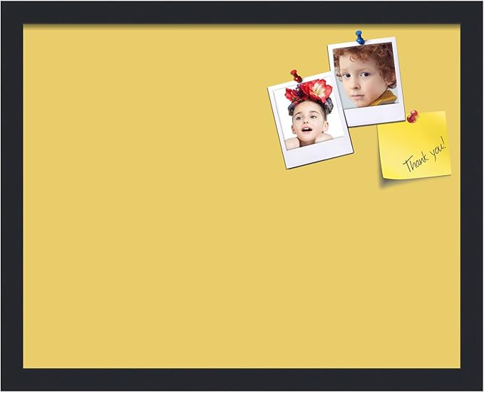 PinPix 19x15 Inch Cork Bulletin Board. This Decorative Framed Pin Board Comes with Honey Pastel Design and a Satin Black Frame. Ideal for Home Office Decor or Message Board (PinPix-1810)