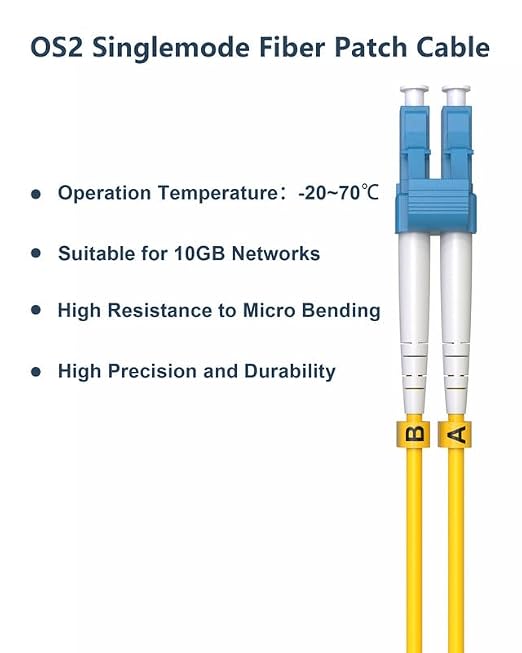 OS2 LC to LC Fiber Patch Cable, OFNP Singlemode Fiber Optic Cable 1G/10GB SMF - Image 5