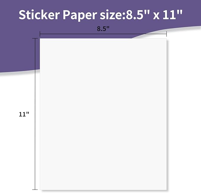 Vinyl Sticker Paper Bright Glossy 8.5"×11" 25 Sheets for Laser Printer