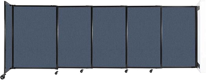 Wall-Mounted Sliding StraightWall Room Divider | Adjustable Widths | Locking Wheels | Room Separator | Up to 11'3" Wide x 4' Tall Ocean Fabric Panels
