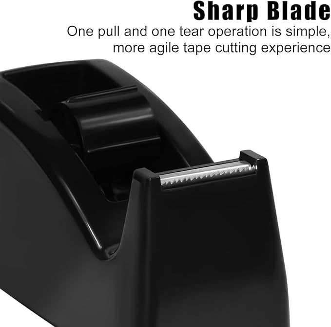 JIKIOU Desktop Tape Dispenser - Non-Skid Base - Weighted Tape Roll Dispenser - Perfect for Office Home School (Tape not Included) - (3-Pack Black)