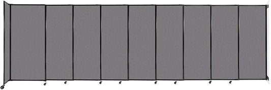 Wall-Mounted Sliding StraightWall Room Divider | Adjustable Widths | Locking Wheels | Room Separator | Up to 19'9" Wide x 6' Tall Slate Fabric Panels