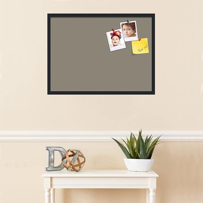 PinPix 30x22 Inch Cork Bulletin Board. This Decorative Framed Pin Board Comes with Pewter Design and a Satin Black Frame. Ideal for Home Office Decor or Message Board (PinPix-1812)