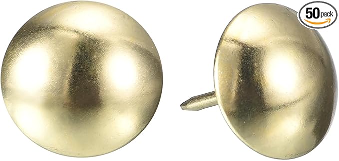 uxcell Upholstery Tacks Nail Pins Furniture, 50Pcs 19x23mm Thumb Tack Pins Assortment Kit Carbon Steel for Home Sofa DIY Decorative Nail Heads Nails, Gold