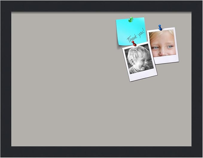 PinPix 16x12 Inch Cork Bulletin Board. This Decorative Framed Pin Board Comes with Dark Stone Design and a Satin Black Frame. Ideal for Home Office Decor or Message Board (PinPix-1808)