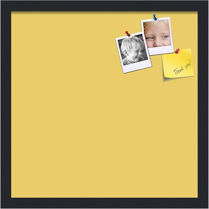 PinPix 17x17 Inch Cork Bulletin Board. This Decorative Framed Pin Board Comes with Honey Pastel Design and a Satin Black Frame. Ideal for Home Office Decor or Message Board (PinPix-1810)